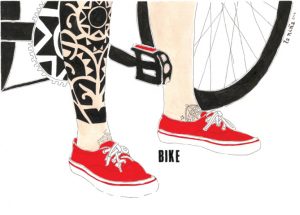 Desenho da ciclista Jacqueline/ © Bruna Caldeira